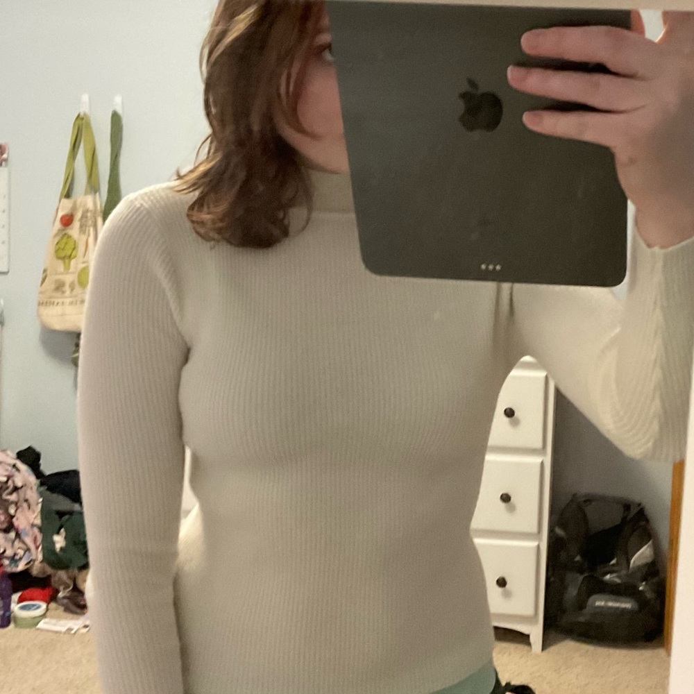 white mock neck long sleeve